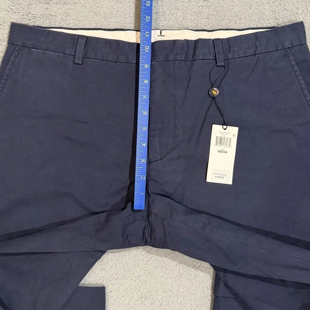 Polo Ralph Lauren Mens 38x33 Cuffed Trousers Slash Pockets Pants Flat Front READ